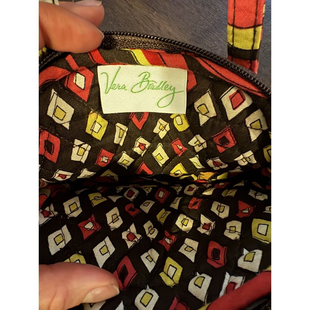 Vera Bradley Retired Puccini Mini Coin Purse / Micro Bag Floral Brown Red Yellow - Picture 6 of 13